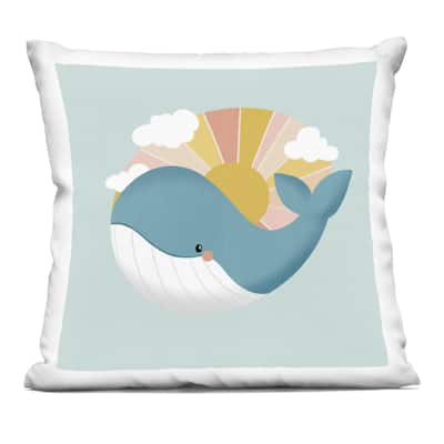 Stupell Whale & Sunshine Rays Decorative Printed Throw Pillow Design by Sarah Hickman