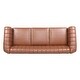 preview thumbnail 7 of 5, 84\'\' Brown PU Rolled Arm Chesterfield Three Seater Sofa.