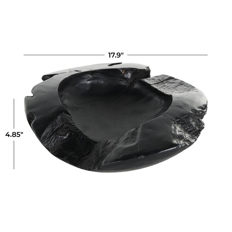 Teak Wood Handmade Live Edge Decorative Bowl - Black - Roche River Decor