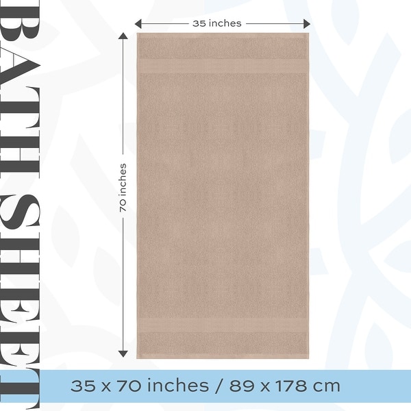 dimension image slide 9 of 19, White Classic Luxury Cotton Oversized Bath Sheet 35x70 - Set of 2