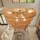 preview thumbnail 3 of 17, Dimmable 8-Light Hand-Woven Rattan Tiered Chandelier