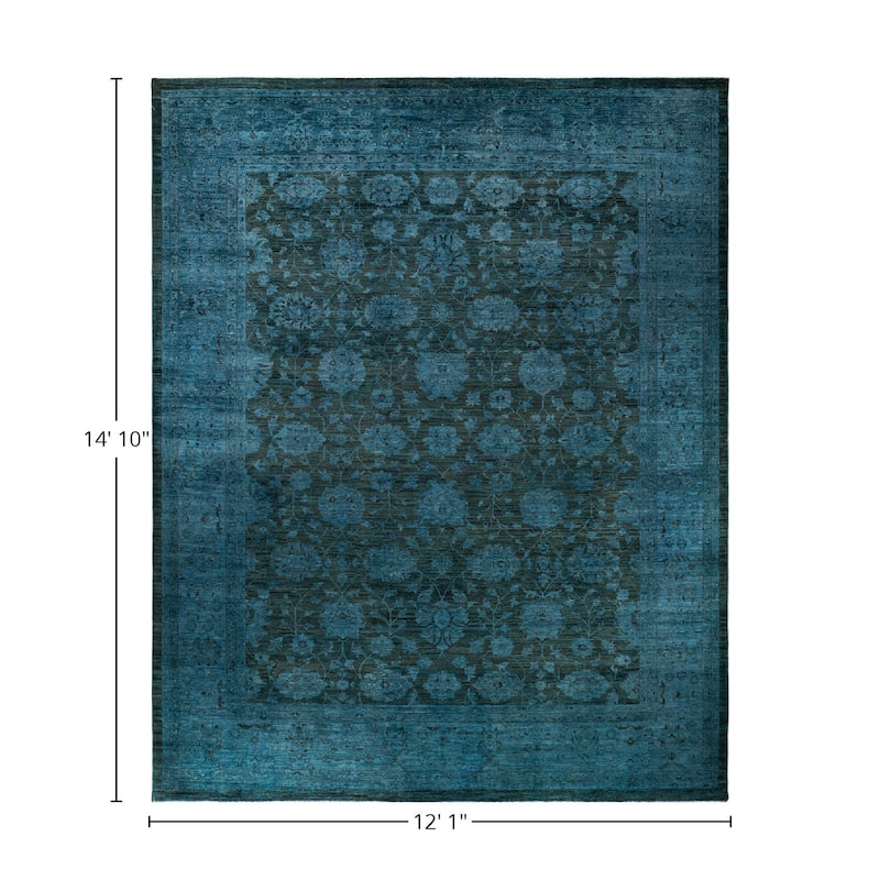 Overton Hand Knotted Wool Vintage Inspired Modern Contemporary Overdyed Brown Area Rug - 12' 1" x 14' 10"