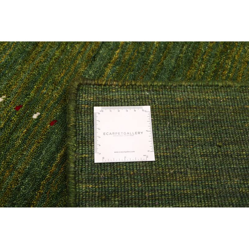 ECARPETGALLERY Hand Loomed Kashkuli Gabbeh Green Wool Rug - 4'11 x 7'11