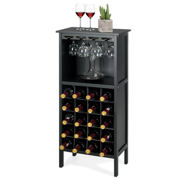 Gymax 20 Bottles Wood Storage Cabinet Wine Rack Display Home Gymax 20 Bottles Wood Storage