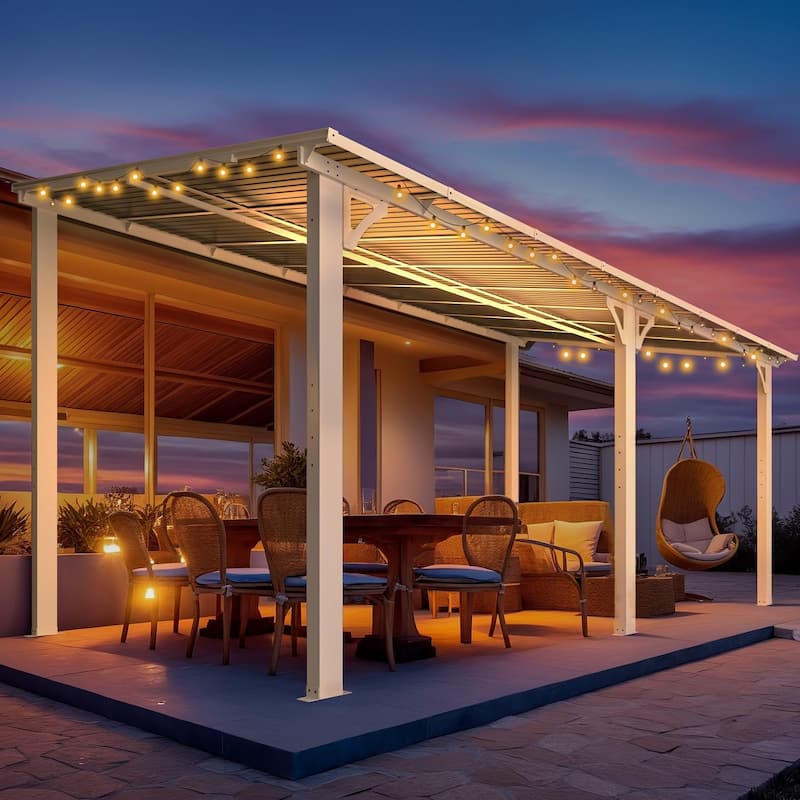 Wall Mounted Gazebos Pergola, Outdoor Lean to Gazebo Awnings-White