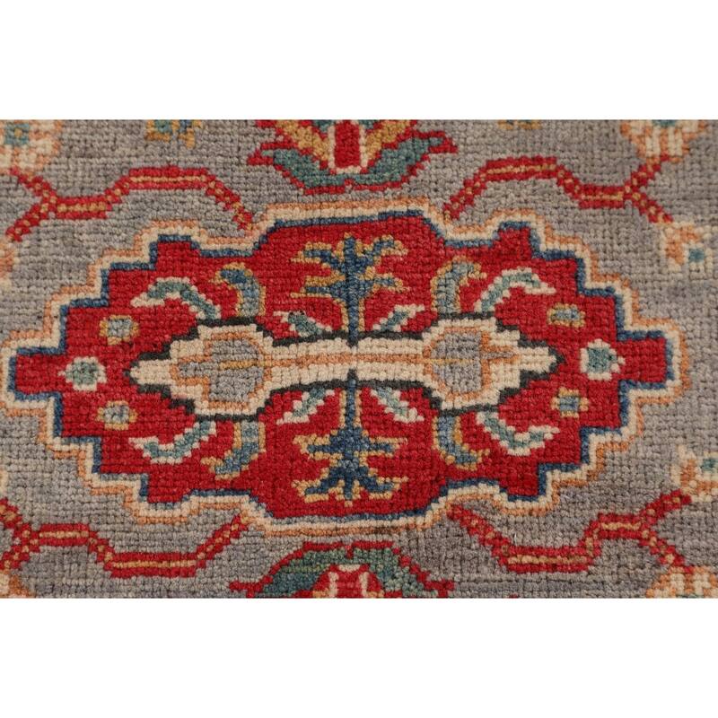Geometric Kazak Accent Rug Bedroom Hand-Knotted Wool Carpet - 2'9" x 4'1"