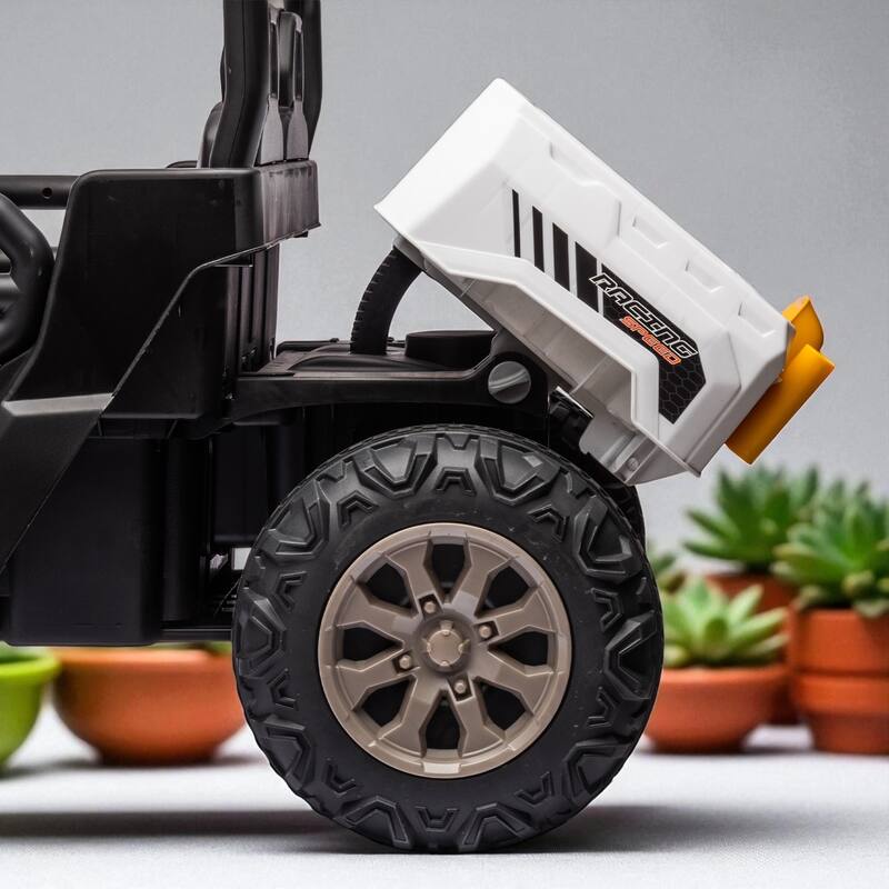 24V Two-Seater Ride-On Dump Truck with Remote Control, 2x200W Motor, Dump Bed/Shovel, Bluetooth, MP3 for Kids 3-8