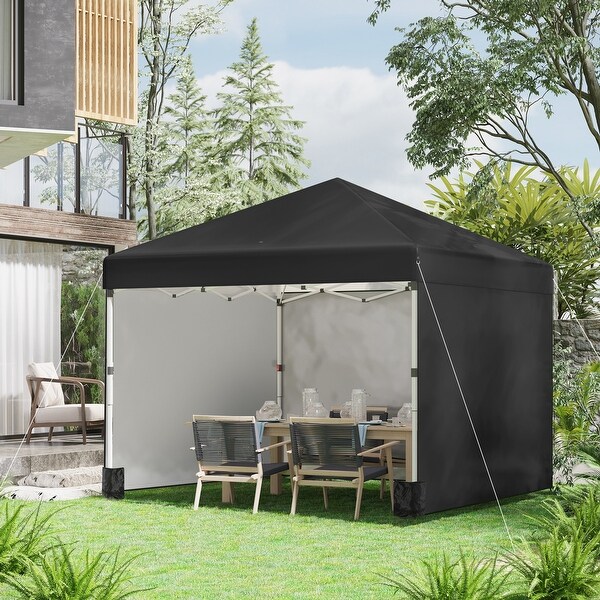 Outsunny 10 x 10 Pop Up Canopy with 3 Sidewalls Leg Weight Bags and Carry Bag Height Adjustable Party Tent On Sale Bed Bath Beyond 37124946