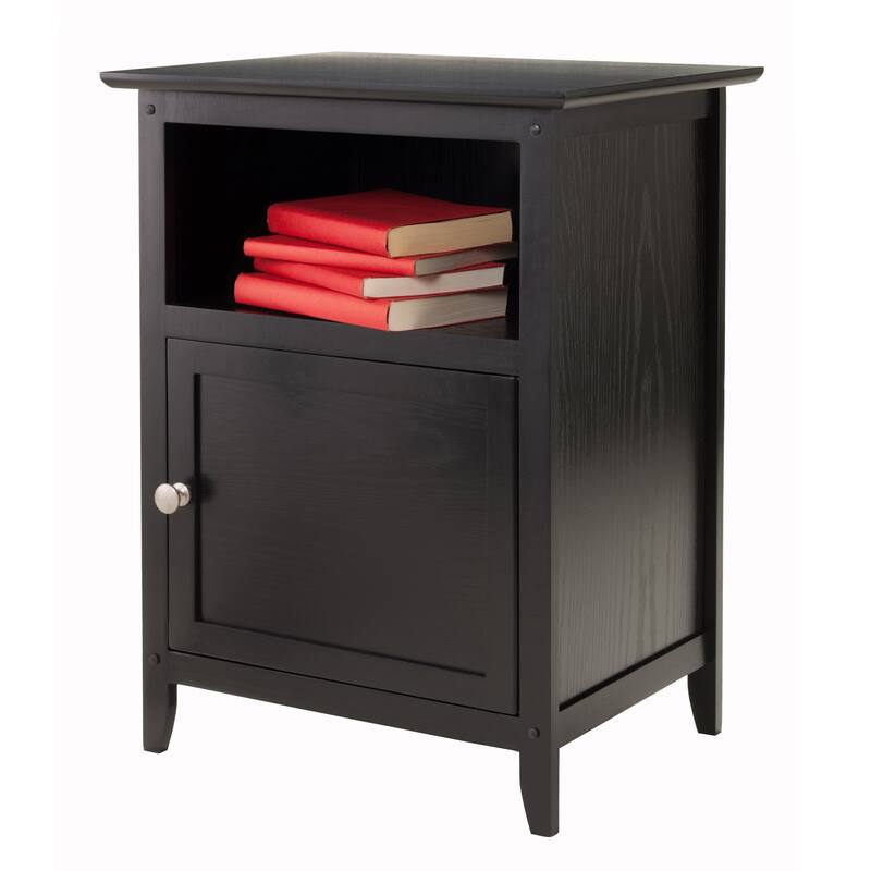 25" Black Elegant Henry Rectangular Accent Table with Cabinet
