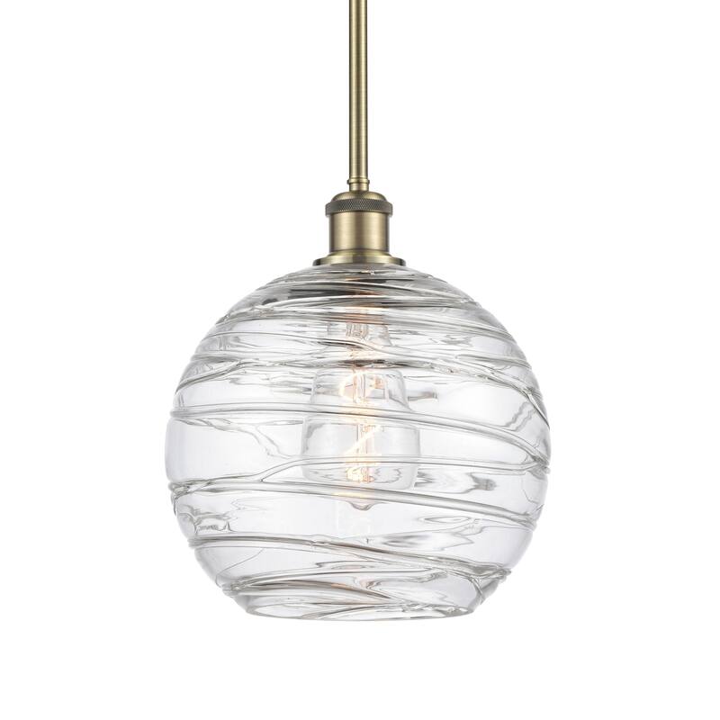 Innovations Lighting 516-1S-13-10 Athens Pendant Athens 10" Wide - Clear Deco Swirl / Antique Brass