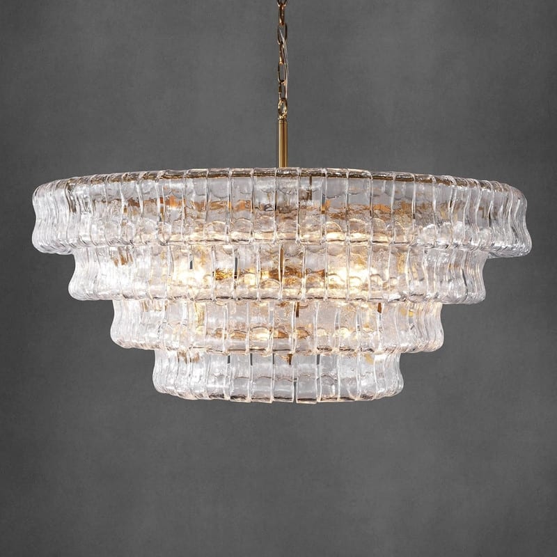 KAYLA 36in-67.4 in. 6-Lights Gold Crystal Drum Chandelier