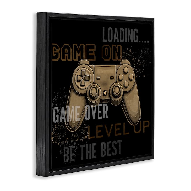 Stupell Gamer Controls Phrases Framed Floater Canvas Wall Art Design By Kim Allen