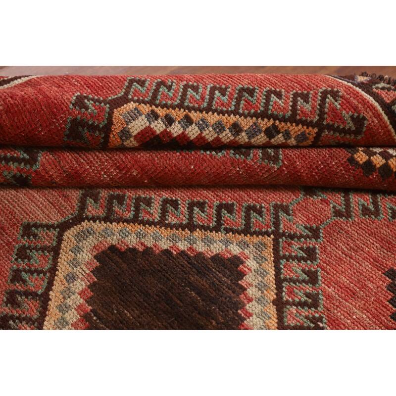 Hand Knotted Oriental 100% Wool Carpet Traditional Tribal Red Lori Runner Rug - 8' 10'' X 4' 5''