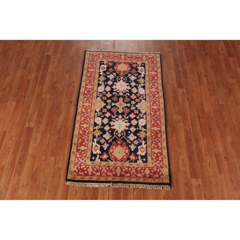 Navy Blue Oushak Indian Foyer Rug Handmade Wool Carpet - 3'0"x 5'3"