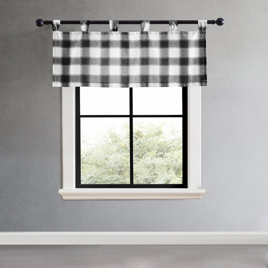 Eddie Bauer Canyon Plaid White Tab Top Window Valance - 50 x 20