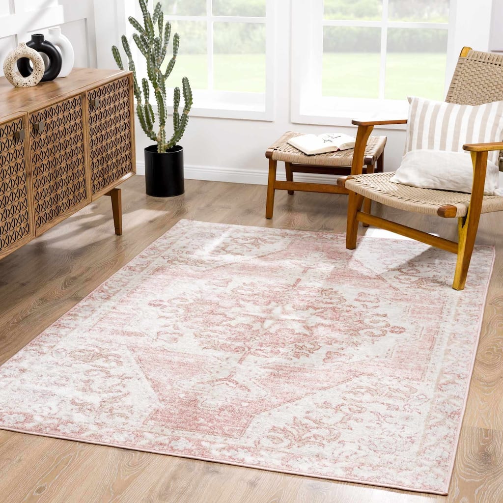 Hauteloom Snead Hallway, Kitchen Runner Rug - Pale Pink, Plum, Peach - 2'7" x 10'