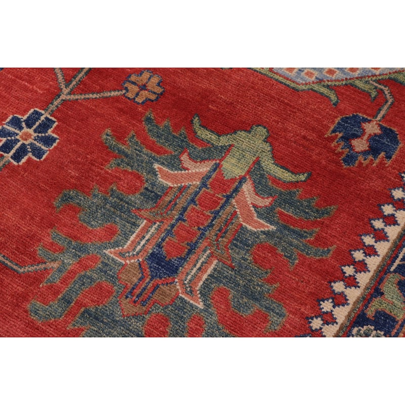 Tribal Kazak Isai Red/Beige Wool Rug - 10'2'' x 13'11''