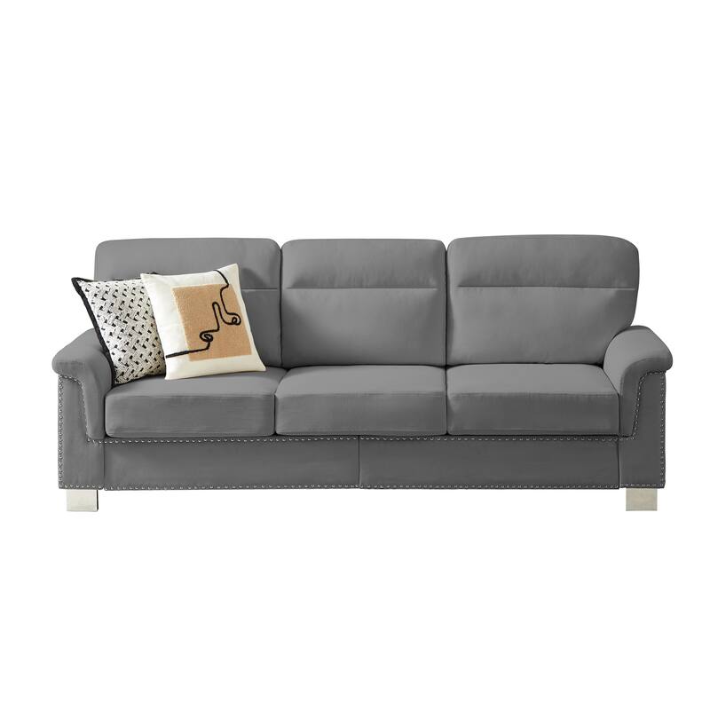 GDFStudio - Modern Snowfleece 3-Seater 82" Sofa with Rolled Arms