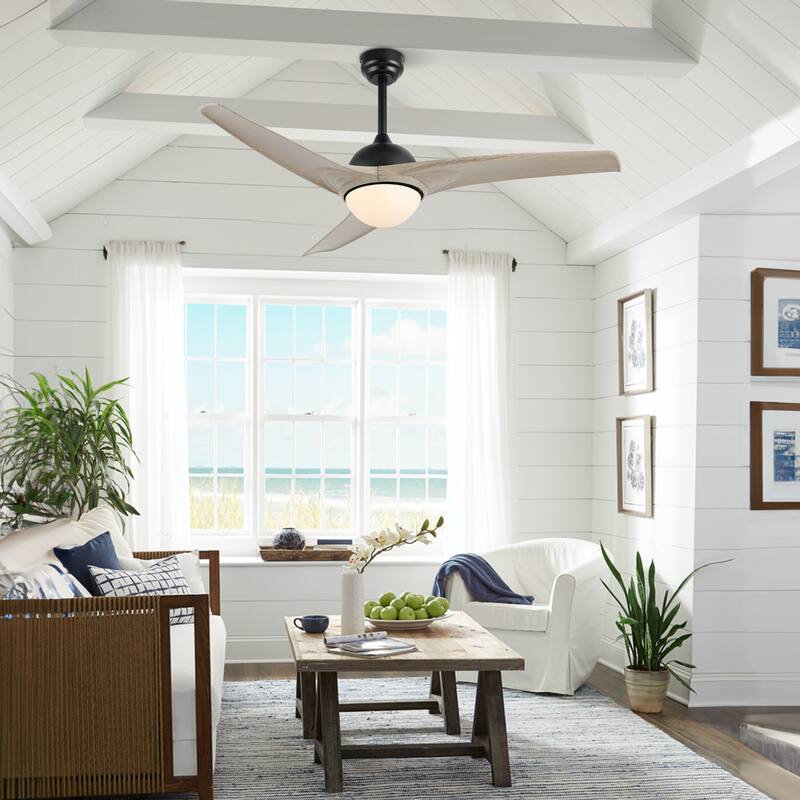 Aviator 52" 1-Light Industrial Iron/Plastic Mobile-App/Remote-Controlled 6-Speed Propeller LED Ceiling Fan, by JONATHAN Y