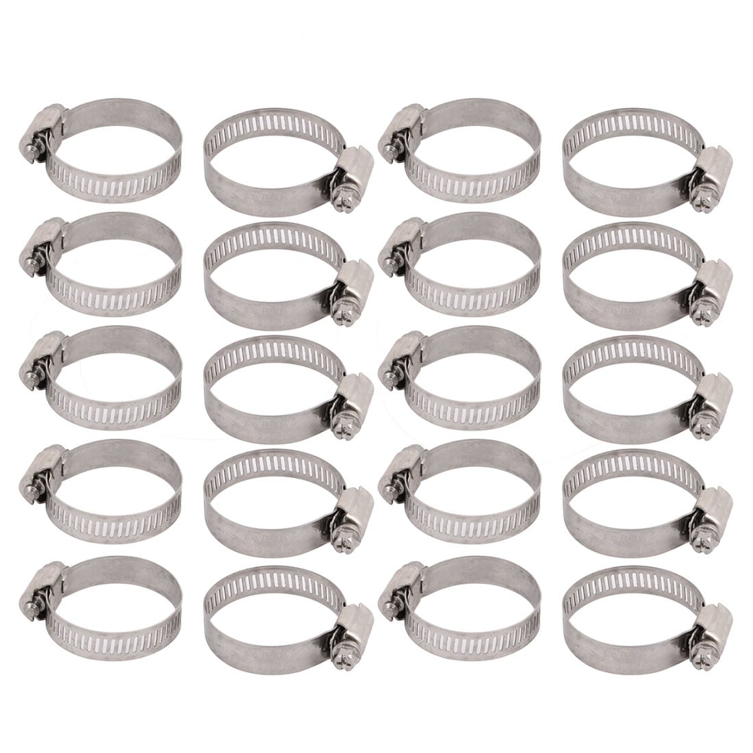 Ucland 21mm-38mm Cable Pipe Fitting Adjustable Worm Gear Hose Clamp Silver Tone 5pcs Ucland 21mm-38mm Cable Pipe Fitting Adjustable Worm Gear Hose Clamp Silver Tone 5pcs