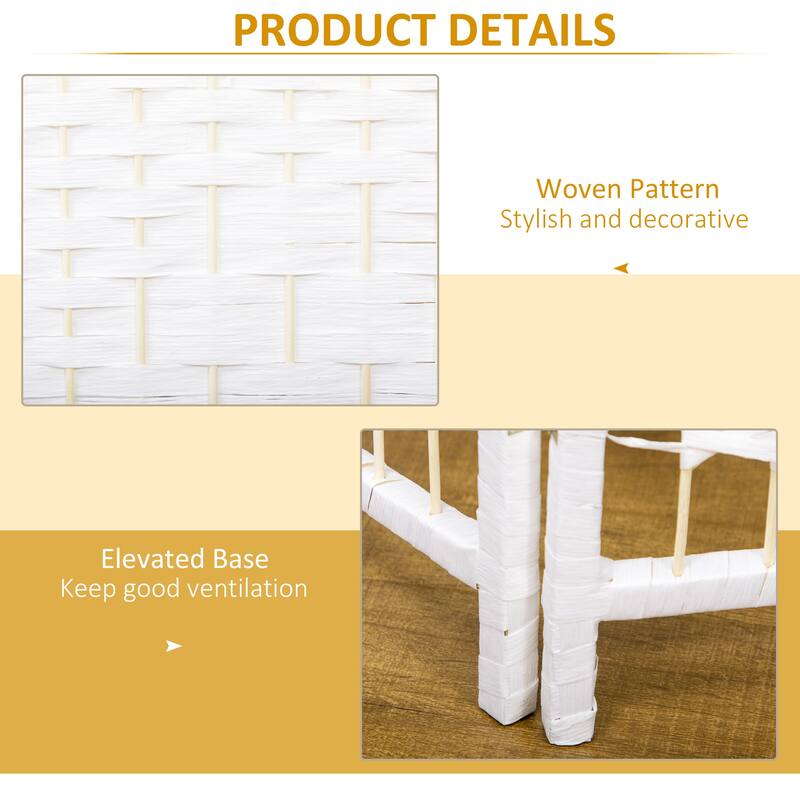 4 Panel Room Divider, Folding Privacy Screen, 5.6' Room Separator, Wave Fiber Freestanding Partition Wall Divider