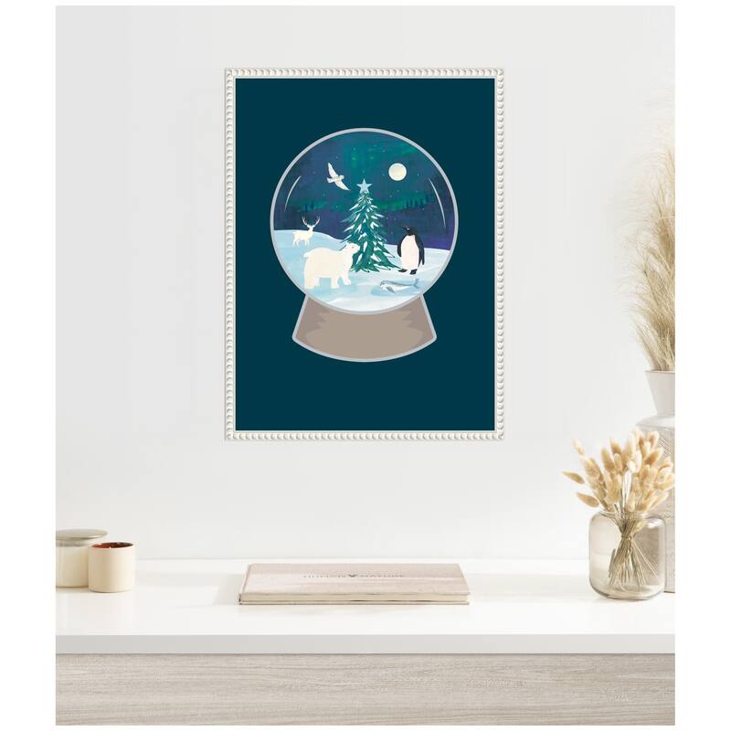 Kate and Laurel Sylvie Beaded Northern Lights Framed Canvas by Teju Reval
