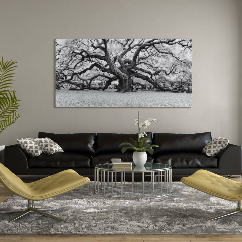 "The Angel Oak" Frameless Free Floating Tempered Art Glass Wall Art by EAD Art Coop