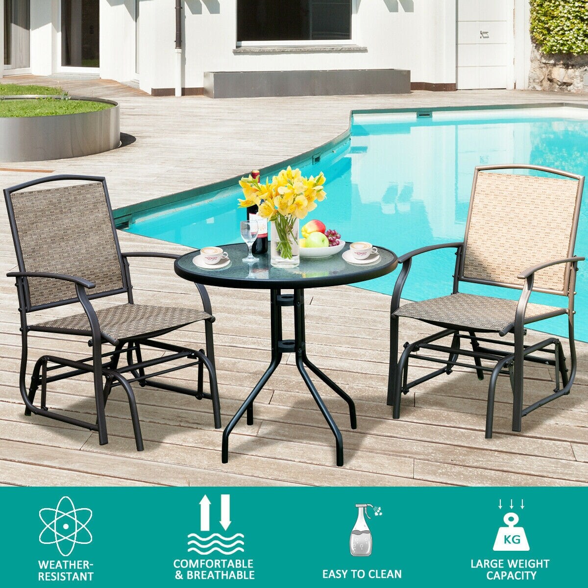 Shop Black Friday Deals On Costway 2pcs Patio Swing Single Glider Chair Rocking Seating Steel Overstock 29530073