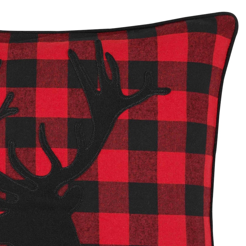 Eddie Bauer Cabin Plaid Stag Head Throw Pillow