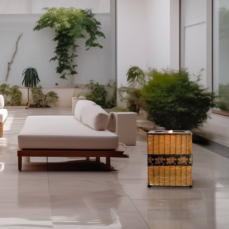 Indoor Rattan Water Fountain with LED Light for Home and Office Decor