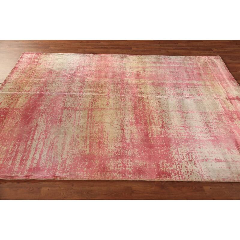Contemporary Abstract Indian Area Rug Hand-Knotted Wool Carpet - 5'6"x 7'6"
