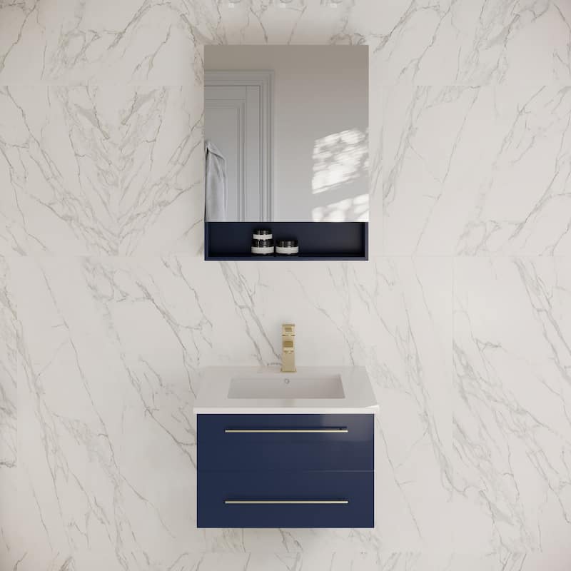 Fresca Lucera 24" Wall Mounted Single Basin Vanity Set with Cabinet,