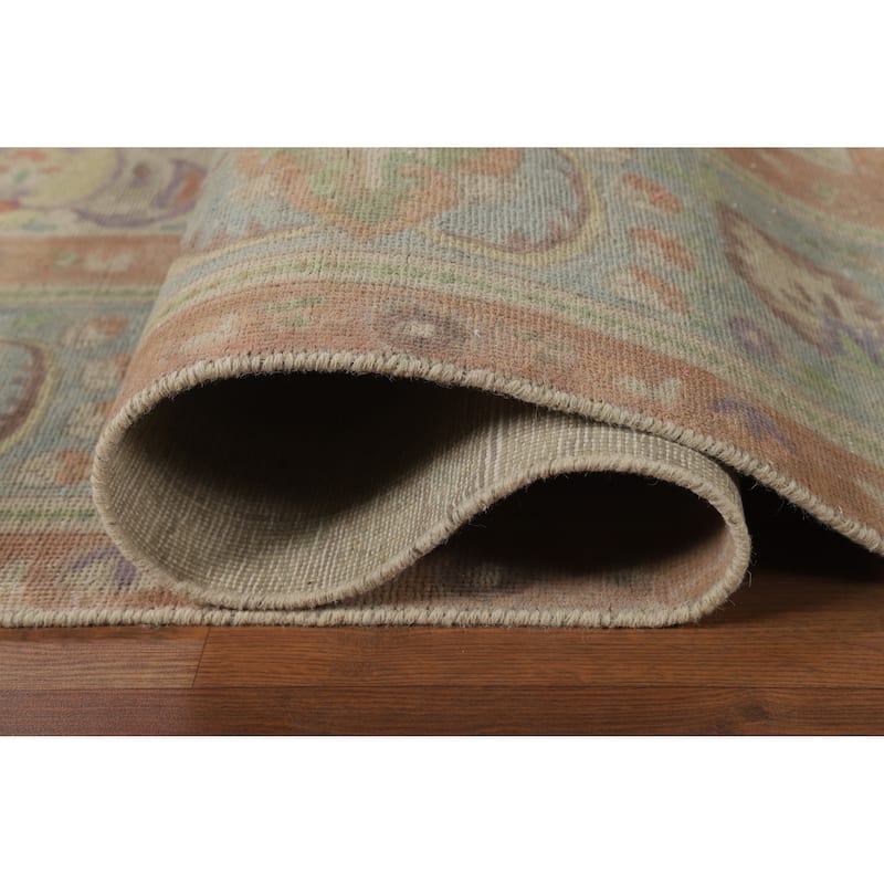 Blue Tabriz Persian Vintage Rug Hand-Knotted Wool Carpet - 9'9" x 13'1"