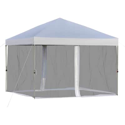 10' x 10' Pop Up Canopy Portable Folding Outdoor Tent Gazebo with Removable Sidewalls Mesh Curtains Carrying Bag Whit