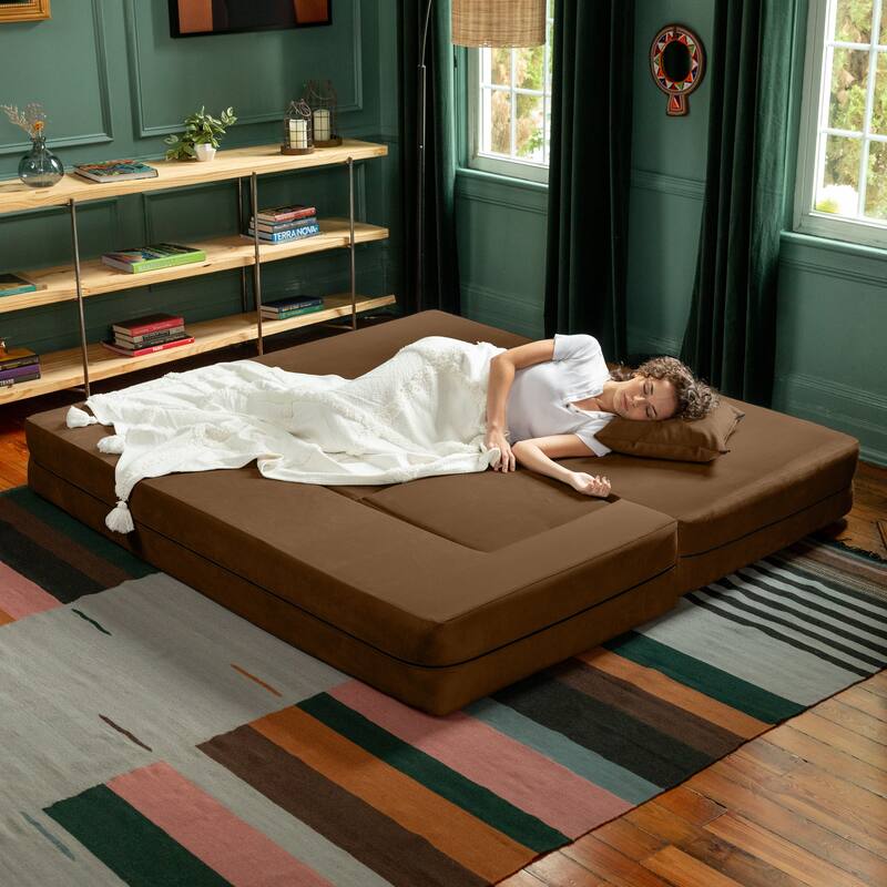 Porch & Den California King Convertible Sleeper Sofa and Ottomans