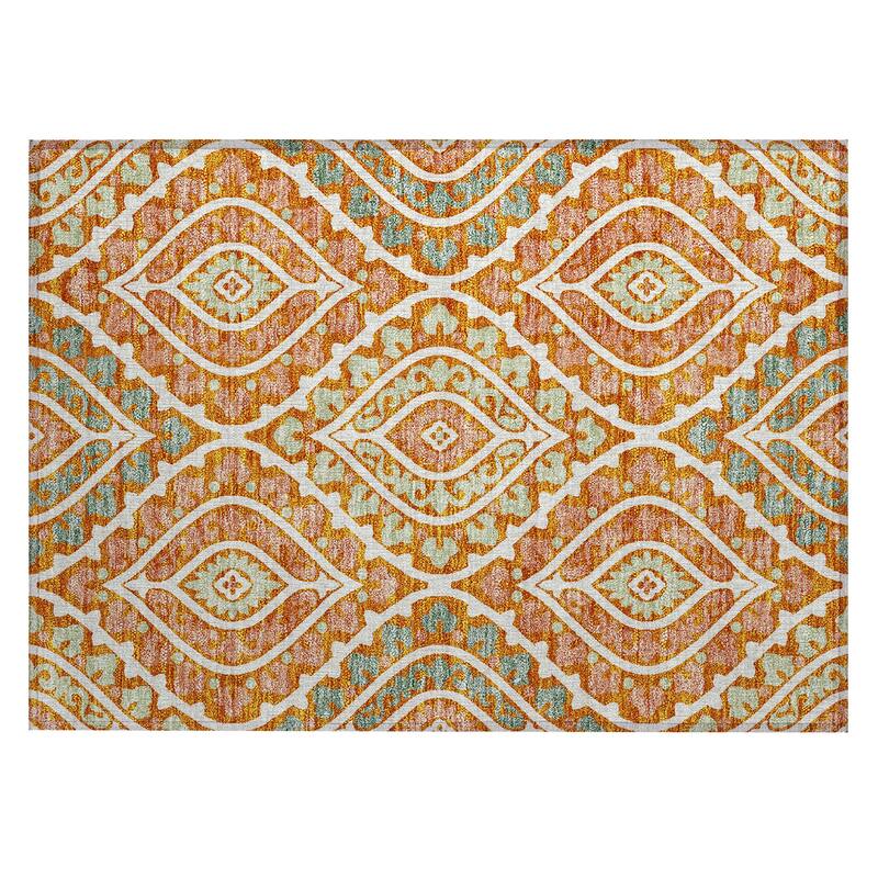 Machine Washable Indoor/ Outdoor Chantille Ttransitional Medallion Rug