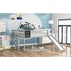 preview thumbnail 1 of 12, Gray Full Pine Loft Bed with Slide, Chalkboard & Stairs - Creative Design