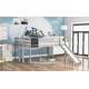 preview thumbnail 3 of 12, Modern and Playful Design Wood Loft Bed with Slide, Ladder and Chalkboard, Full size, Grey