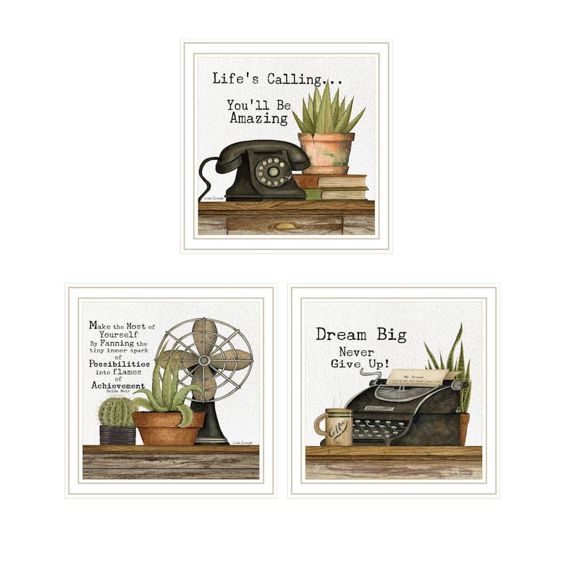 Trendy Decor 4U "Make the Most of Yourself" Printed Framed Wall Art by Linda Spivey - White - 14 x 14