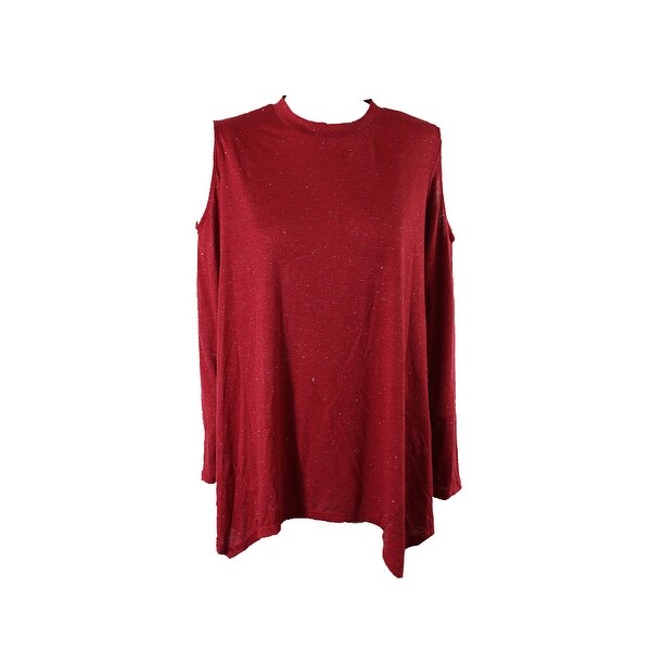 plus size red cold shoulder top