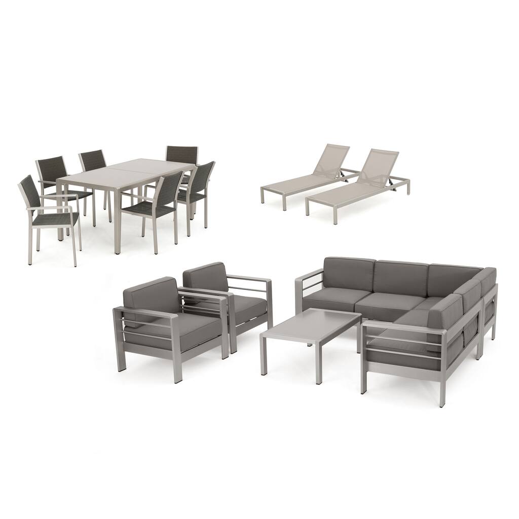 Cape Coral Outdoor 15-piece Entertainment Seating Set with Cushions by Christopher Knight Home