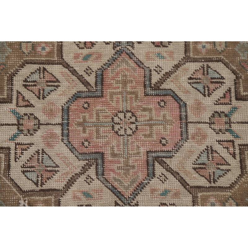 Hand Knotted Oriental 100% Wool Carpet Traditional Medallion Pink Tabriz Area Rug - 9' 9'' X 6' 8''