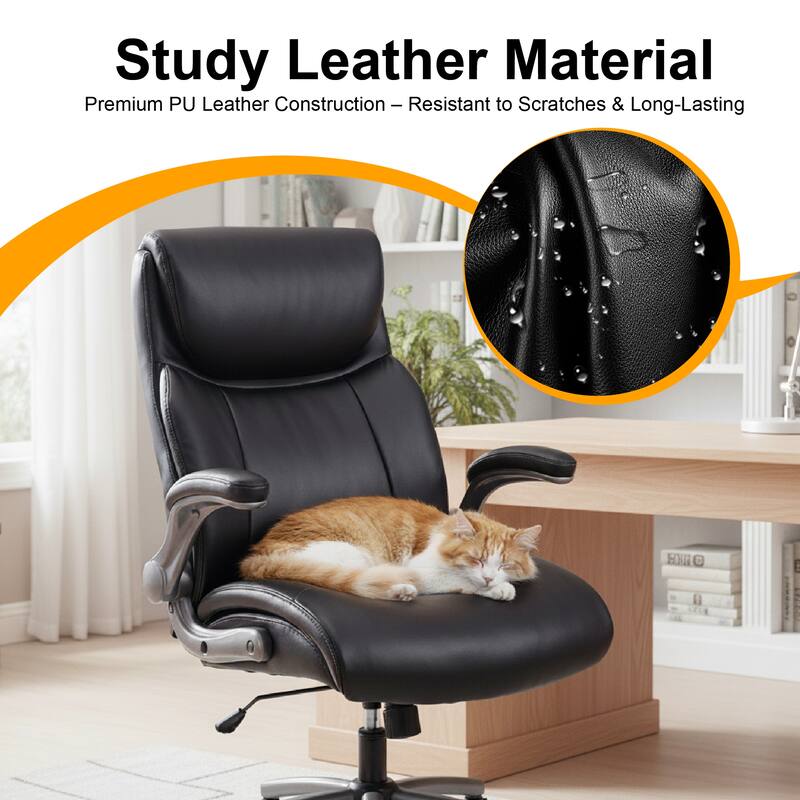 Ergonomic High-Back Office Chair in Premium Leather