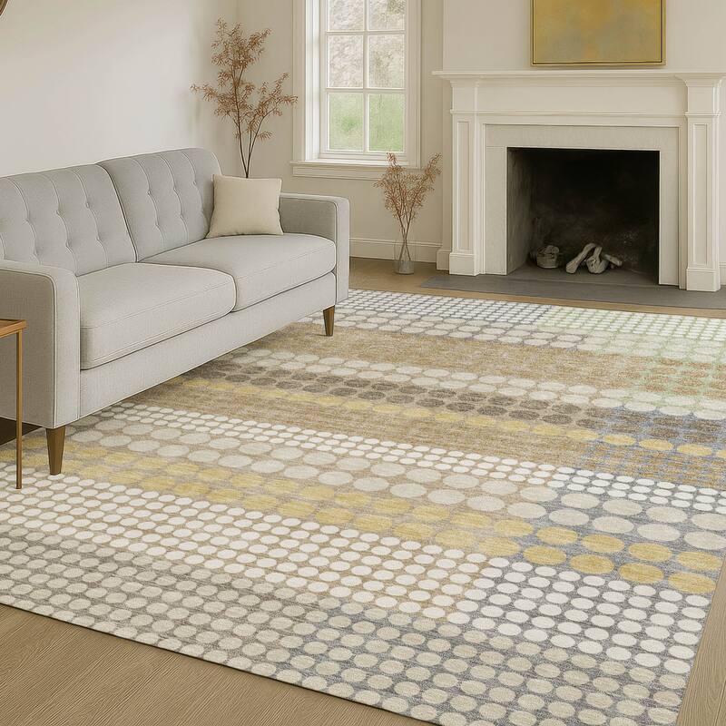 Machine Washable Indoor/ Outdoor Casual Dotty Chantille Rug