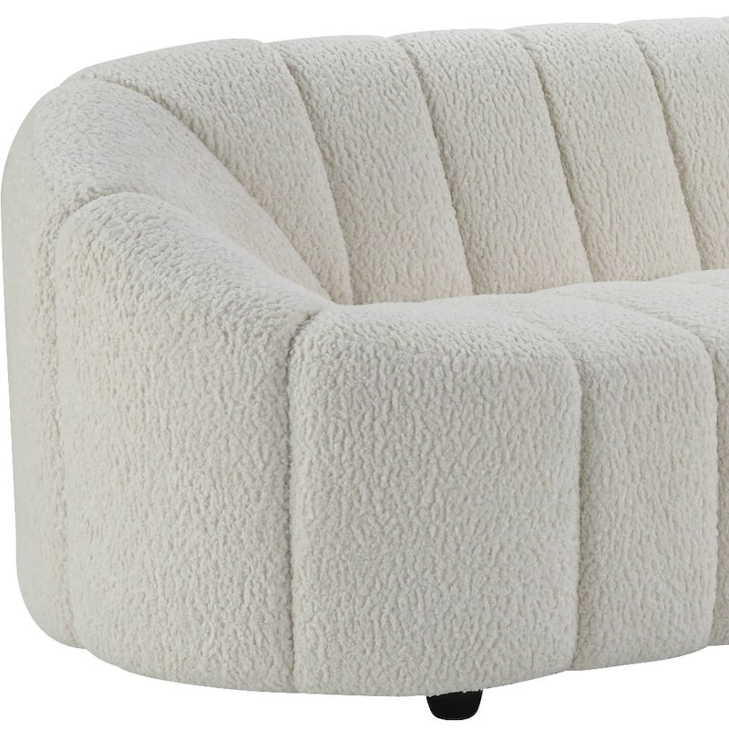 HomeRoots 84" White Sherpa Sofa With Black Legs - 84