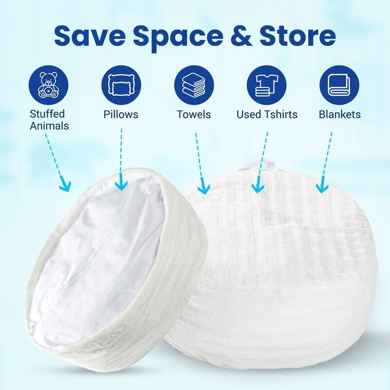 Cheer Collection Faux Fur Bean Bag and Stuffed Animal Storage Case