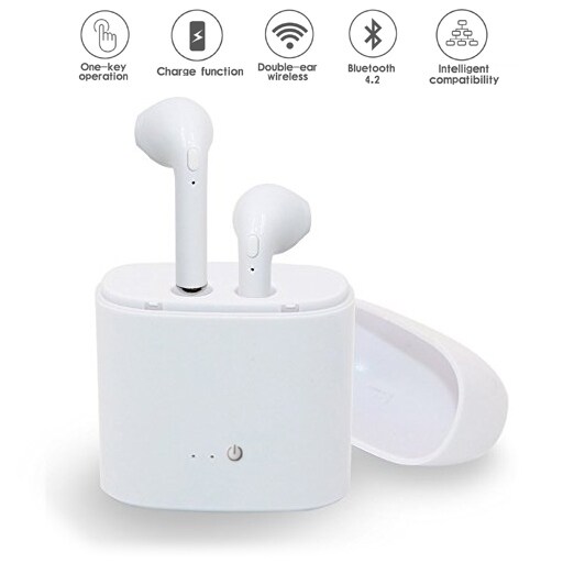 Bluetooth 4.2 Wireless In-Ear Headset w/ Microphone for iPhone X/8/7/6 & Android with Charging Dock