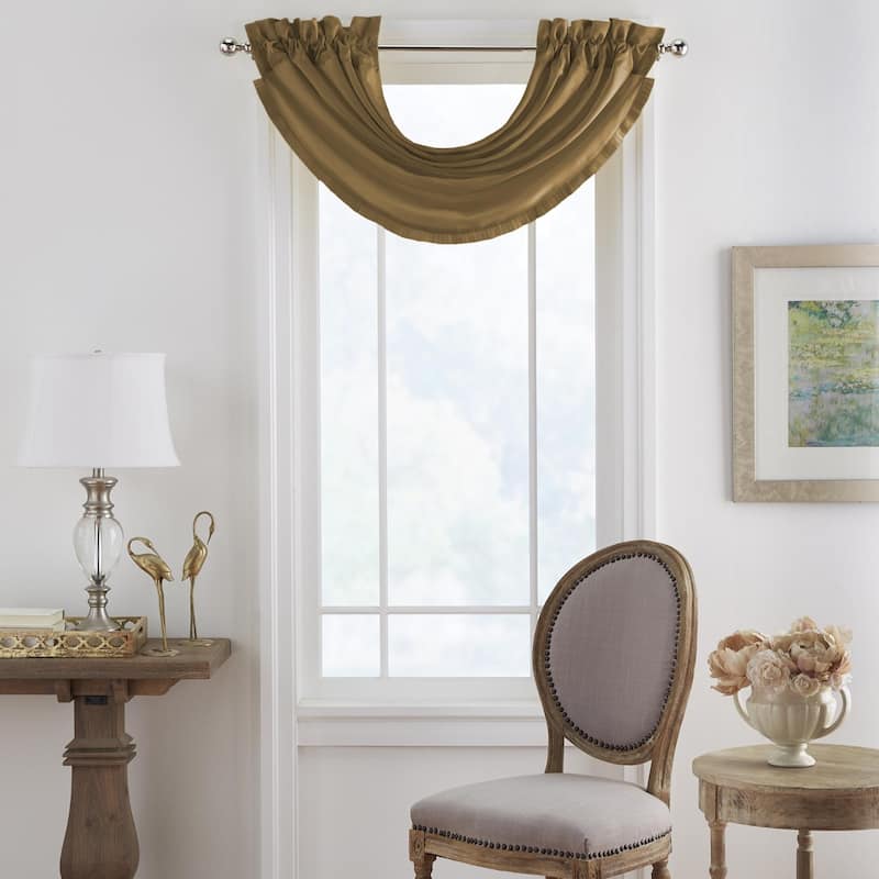 Elrene Versailles Faux Silk Waterfall Window Valance - 52" w x 36" l - Gold