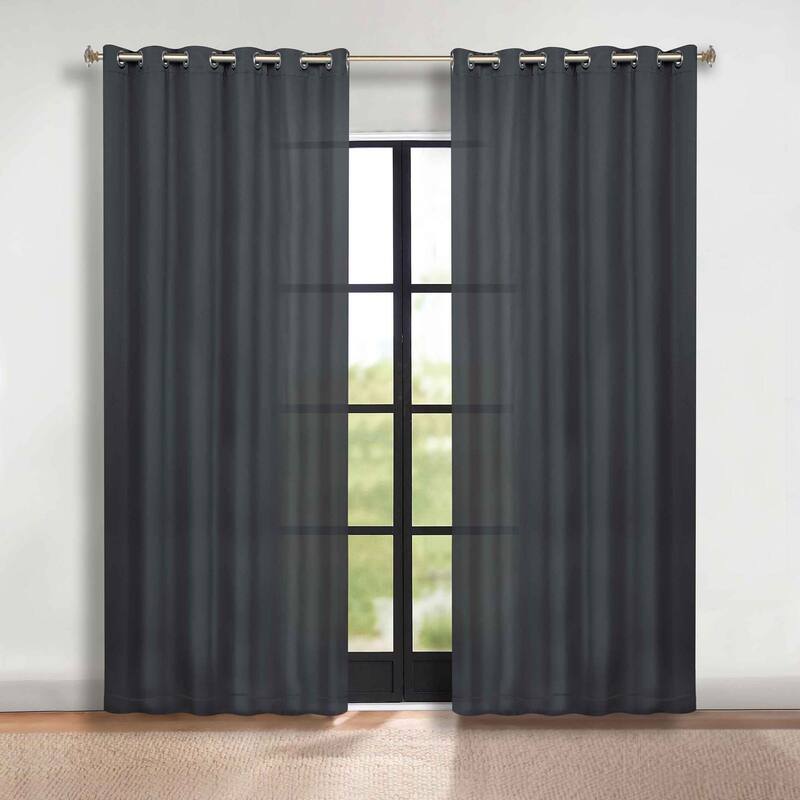 Superior Solid Machine Washable Room Darkening Grommet Blackout Curtains, Set of 2