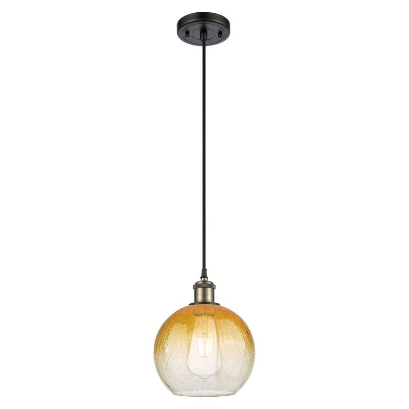 Innovations Lighting Endless Possibilities Ballston - Brookhaven Globe - 1 Light 8" Cord Hung Mini Pendant - Black Antique Brass/Amber